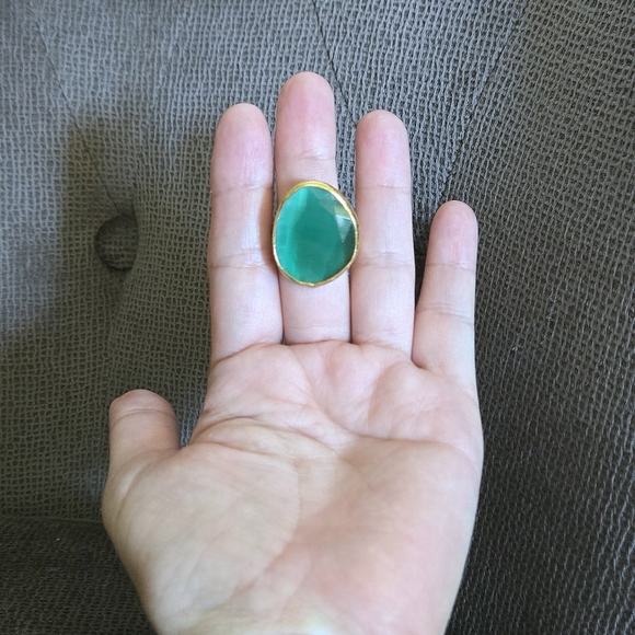 Zeyzey Faceted Green💚 Agate Statement Ring💍 - Picture 3 of 16